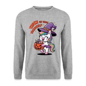 Trick Or Treat Yourself - Unisex Sweatshirt - salt & pepper - Front - Alina (178cm) & Michal (187cm)