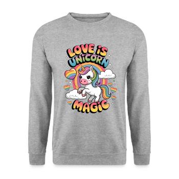 Love Is Unicorn Magic - Unisex Sweatshirt - salt & pepper - Front - Alina (178cm) & Michal (187cm)