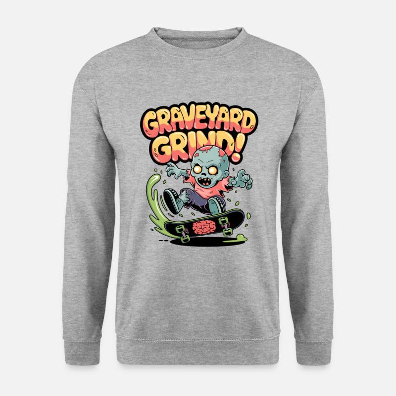 Friedhofs-Grind! - Unisex Pullover - Weißgrau meliert
