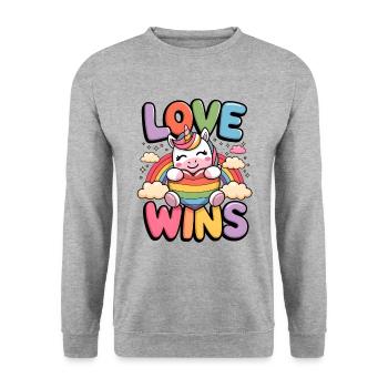 Love Wins - Unisex Sweatshirt - salt & pepper - Front - Alina (178cm) & Michal (187cm)
