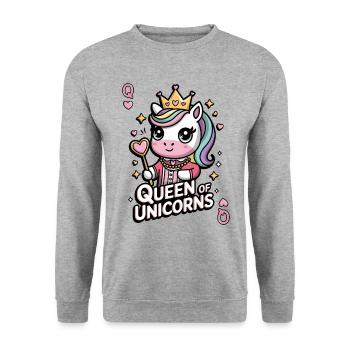 Queen Of Unicorns - Unisex Sweatshirt - salt & pepper - Front - Alina (178cm) & Michal (187cm)