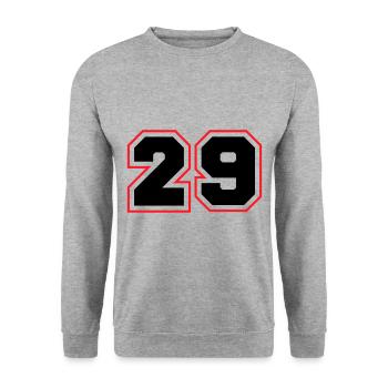 29 Zahl symbol - Unisex Pullover - Weißgrau meliert - Vorne - Alina (178cm) & Michal (187cm)