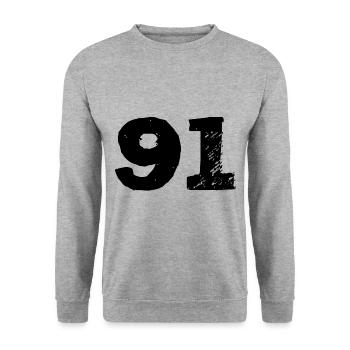 91 Maillot numéro - Sweat-shirt Unisexe - gris chiné - Devant - Alina (178cm) & Michal (187cm)
