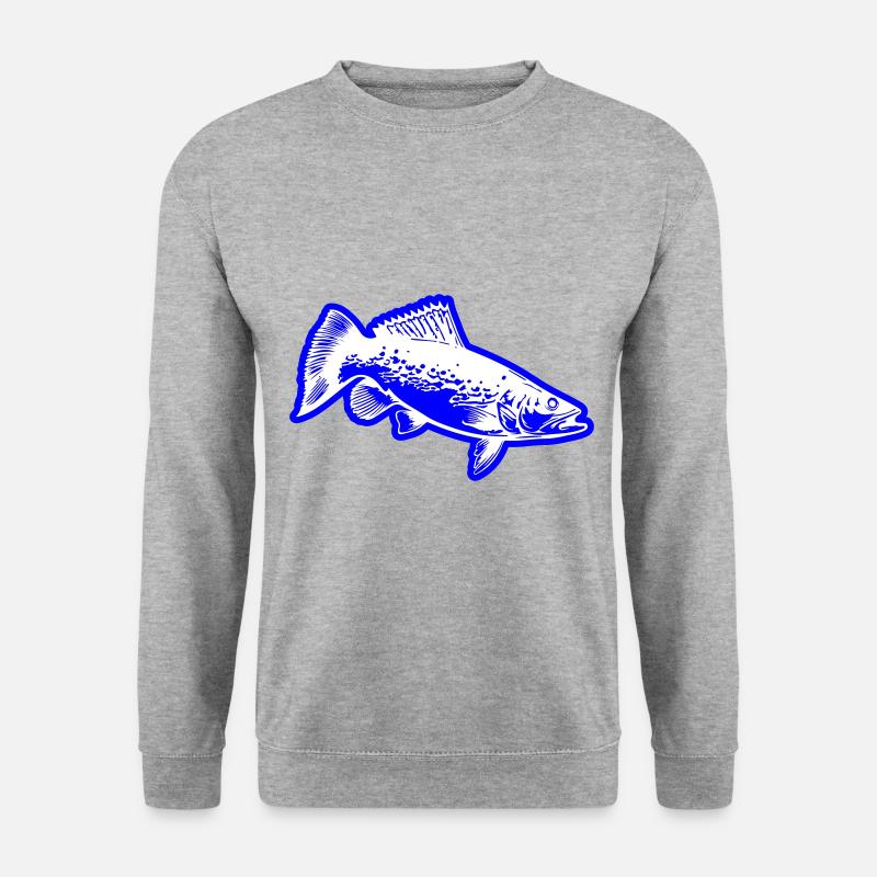 Hecht Fisch Silhouette - Unisex Pullover - Weißgrau meliert
