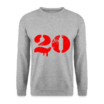20 Zahl Symbol - Unisex Pullover - Weißgrau meliert - Vorne - Alina (178cm) & Michal (187cm)