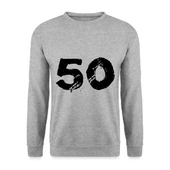 50 number jersey - Unisex Sweatshirt - salt & pepper - Front - Alina (178cm) & Michal (187cm)