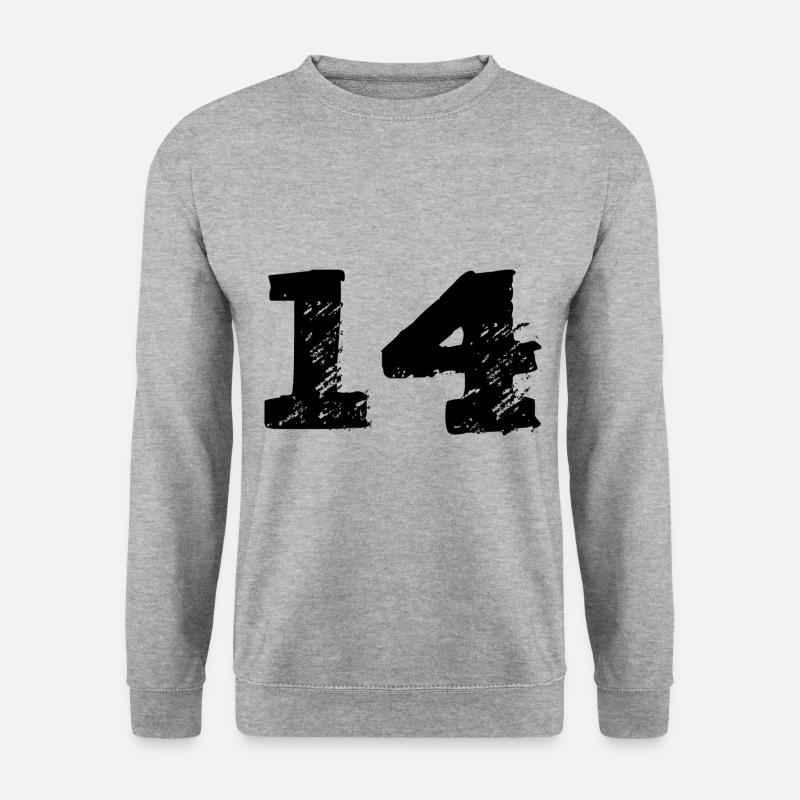 14 Zahl Trikot - Unisex Pullover - Weißgrau meliert
