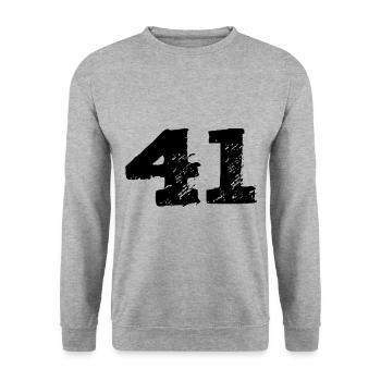 41 Maillot numéro - Sweat-shirt Unisexe - gris chiné - Devant - Alina (178cm) & Michal (187cm)