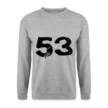 53 Numéro maillot - Sweat-shirt Unisexe - gris chiné - Devant - Alina (178cm) & Michal (187cm)