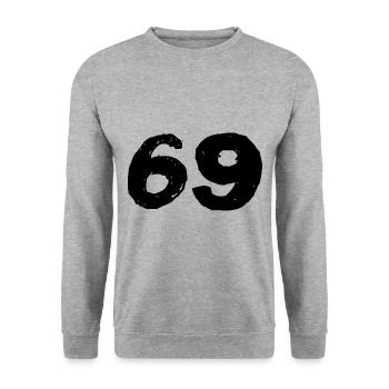 69 Zahl Trikot - Unisex Pullover - Weißgrau meliert - Vorne - Alina (178cm) & Michal (187cm)