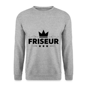 Friseur Beruf - Unisex Pullover - Weißgrau meliert - Vorne - Alina (178cm) & Michal (187cm)