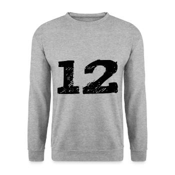 Maillot 12 Numéro - Sweat-shirt Unisexe - gris chiné - Devant - Alina (178cm) & Michal (187cm)
