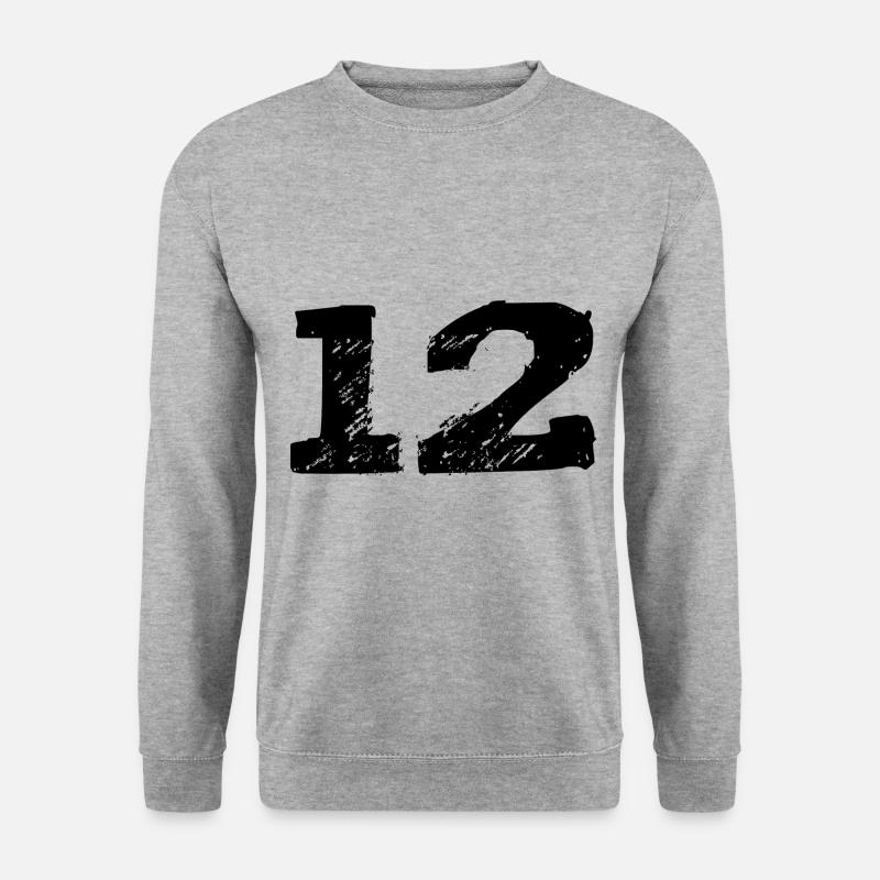 12 Zahl Trikot - Unisex Pullover - Weißgrau meliert