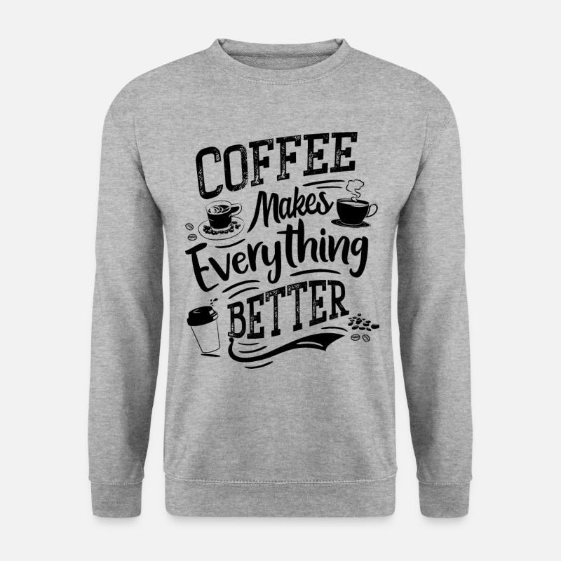Kaffee Sprüche Barista Humor - Unisex Pullover - Weißgrau meliert