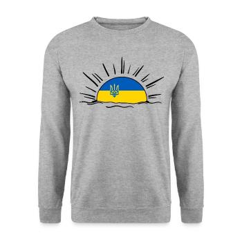 UKRAINE support ukraini Zelensky ukrainian - Unisex Sweatshirt - salt & pepper - Front - Alina (178cm) & Michal (187cm)