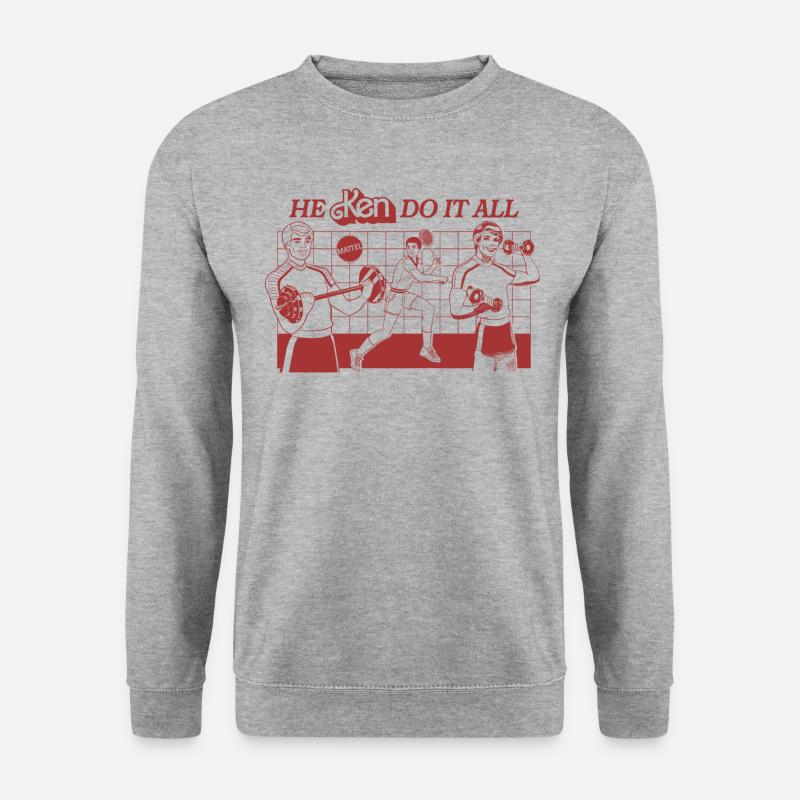 Ken Design Spruch He Ken Do It All - Unisex Pullover - Weißgrau meliert