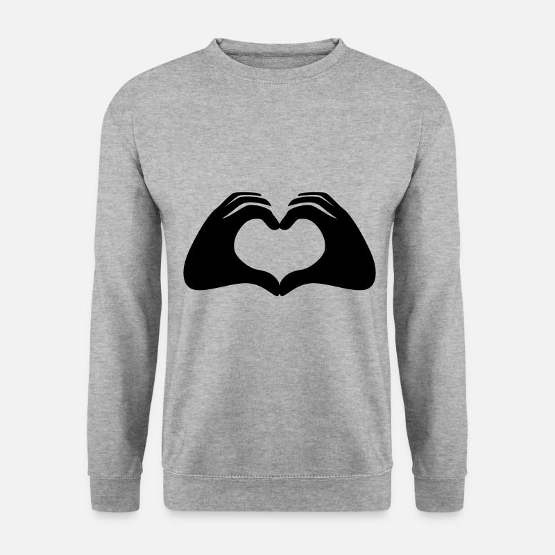 Hände Herz Symbol - Unisex Pullover - Weißgrau meliert