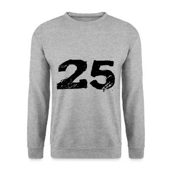 25 Zahl Trikot - Unisex Pullover - Weißgrau meliert - Vorne - Alina (178cm) & Michal (187cm)