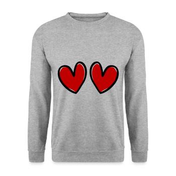 hearts love symbol - Unisex Sweatshirt - salt & pepper - Front - Alina (178cm) & Michal (187cm)
