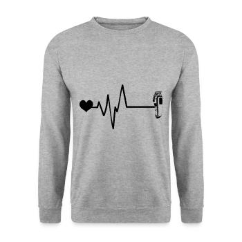 Rasage Pulse Coeur Amour - Sweat-shirt Unisexe - gris chiné - Devant - Alina (178cm) & Michal (187cm)