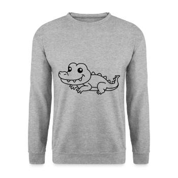 Alligator Comic Animal - Unisex Sweatshirt - salt & pepper - Front - Alina (178cm) & Michal (187cm)