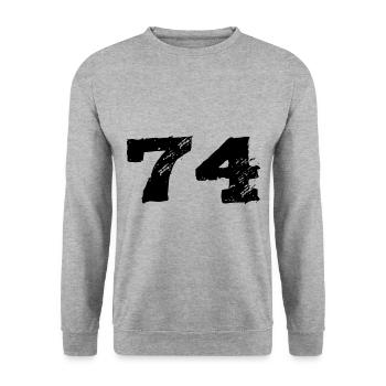 74 Maillot numéro - Sweat-shirt Unisexe - gris chiné - Devant - Alina (178cm) & Michal (187cm)