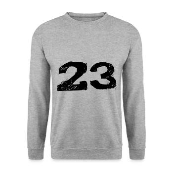 23 Maillot numéro - Sweat-shirt Unisexe - gris chiné - Devant - Alina (178cm) & Michal (187cm)