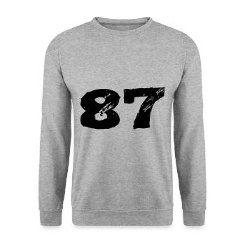 87 Number jersey - Unisex Sweatshirt - salt & pepper - Front - Alina (178cm) & Michal (187cm)