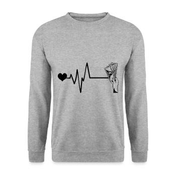 Cœur de pulsation d’argent - Sweat-shirt Unisexe - gris chiné - Devant - Alina (178cm) & Michal (187cm)