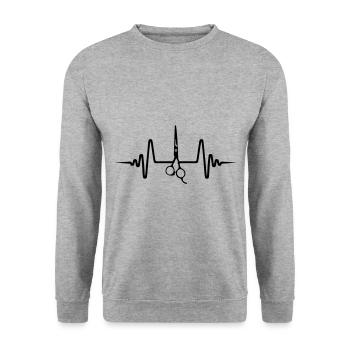 Ciseaux Barber Pulse - Sweat-shirt Unisexe - gris chiné - Devant - Alina (178cm) & Michal (187cm)