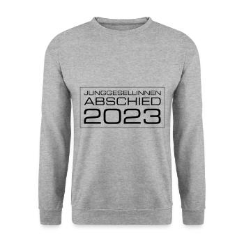 Junggesellinnen Abschied 2023 - Unisex Pullover - Weißgrau meliert - Vorne - Alina (178cm) & Michal (187cm)