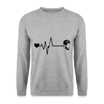 Kamm Friseur Puls Herz Liebe - Unisex Pullover - Weißgrau meliert - Vorne - Alina (178cm) & Michal (187cm)