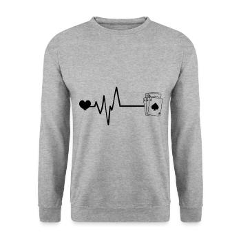 Cards Poker Pulse Heart Love - Unisex Sweatshirt - salt & pepper - Front - Alina (178cm) & Michal (187cm)