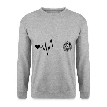Muffin Pulse Coeur Amour - Sweat-shirt Unisexe - gris chiné - Devant - Alina (178cm) & Michal (187cm)