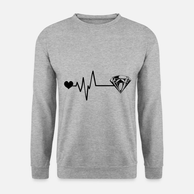 Diamant Puls Herz Liebe - Unisex Pullover - Weißgrau meliert