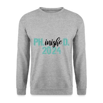 Docteur 2024 Graduation Philistin Dissertation Phd - Sweat-shirt Unisexe - gris chiné - Devant - Alina (178cm) & Michal (187cm)