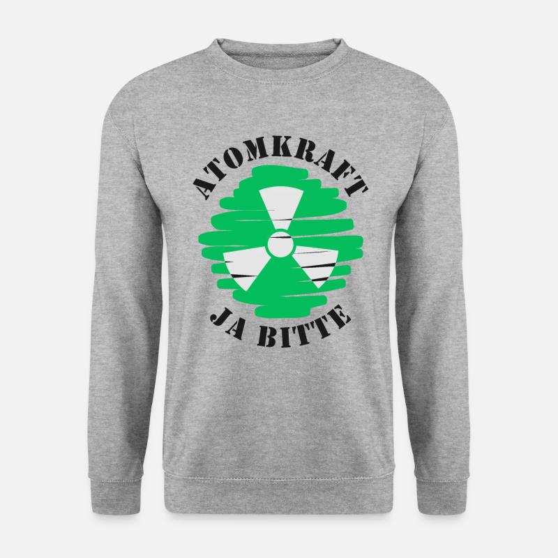 Atomkraft, Ja bitte, Kernenergie - Unisex Pullover - Weißgrau meliert