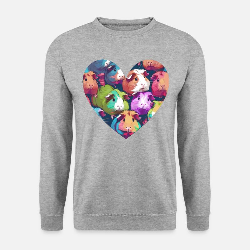 Meerschweinchen, illustration,Malerei,Herz - Unisex Pullover - Weißgrau meliert