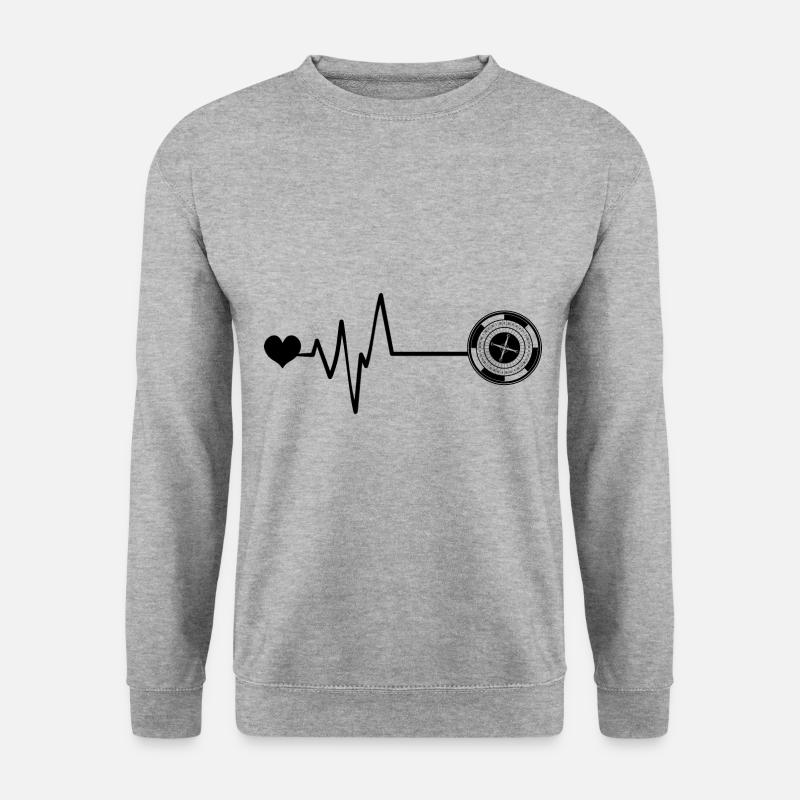 Roulette Puls Herz - Unisex Pullover - Weißgrau meliert