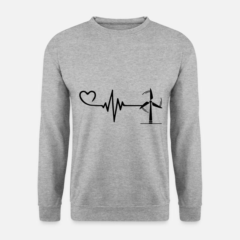 Windrad Puls Herz Liebe - Unisex Pullover - Weißgrau meliert