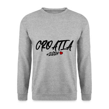 Croatie 2024 Coeur - Sweat-shirt Unisexe - gris chiné - Devant - Alina (178cm) & Michal (187cm)