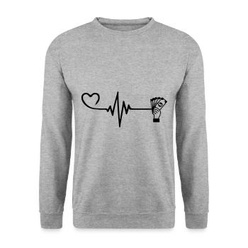 Money Pulse Heart - Unisex Sweatshirt - salt & pepper - Front - Alina (178cm) & Michal (187cm)