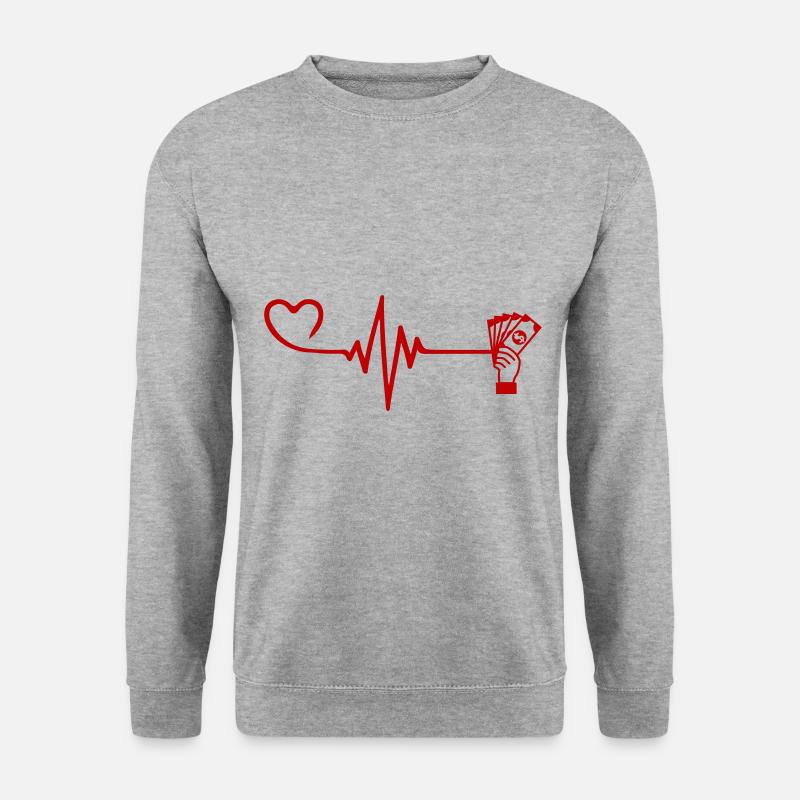 Geld Puls Herz - Unisex Pullover - Weißgrau meliert