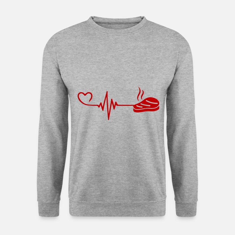 Steak Herzschlag Puls - Unisex Pullover - Weißgrau meliert