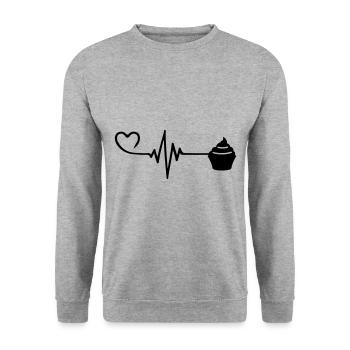 Muffin Pulse Heart Love - Sweat-shirt Unisexe - gris chiné - Devant - Alina (178cm) & Michal (187cm)