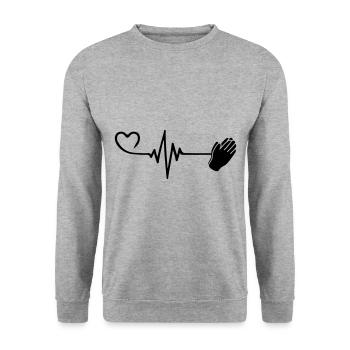 Pouls de prière Amour du cœur - Sweat-shirt Unisexe - gris chiné - Devant - Alina (178cm) & Michal (187cm)