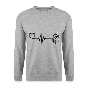 Dice Casino Pulse Heart Love - Sweat-shirt Unisexe - gris chiné - Devant - Alina (178cm) & Michal (187cm)