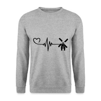 Moulin à vent Pulse Heart Love - Sweat-shirt Unisexe - gris chiné - Devant - Alina (178cm) & Michal (187cm)