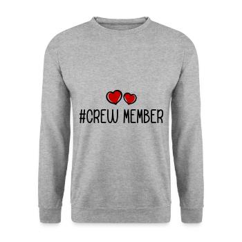 Crew Mitglied Herz Liebe - Unisex Pullover - Weißgrau meliert - Vorne - Alina (178cm) & Michal (187cm)