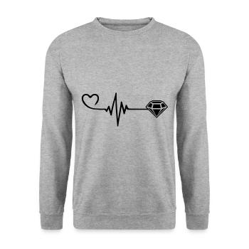 Diamond Pulse Heart Love - Unisex Sweatshirt - salt & pepper - Front - Alina (178cm) & Michal (187cm)